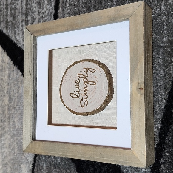 MINI ENGRAVED WOOD TREE SLICE SHADOW BOX 3 PC FRAME HOME WALL ART - Picture 3 of 10